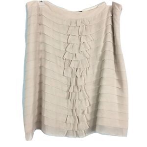 Caroll Paris‎ Skirt Womens Sz 14 Nude Beige Layered Silk Chiffon 44 UK Ruffles